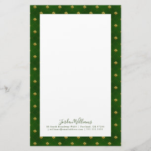 Papeterie Motif vert d'or de trèfle