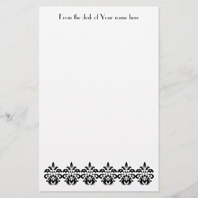 Papeterie Motif vintage victorien antique noir damassé (Devant)