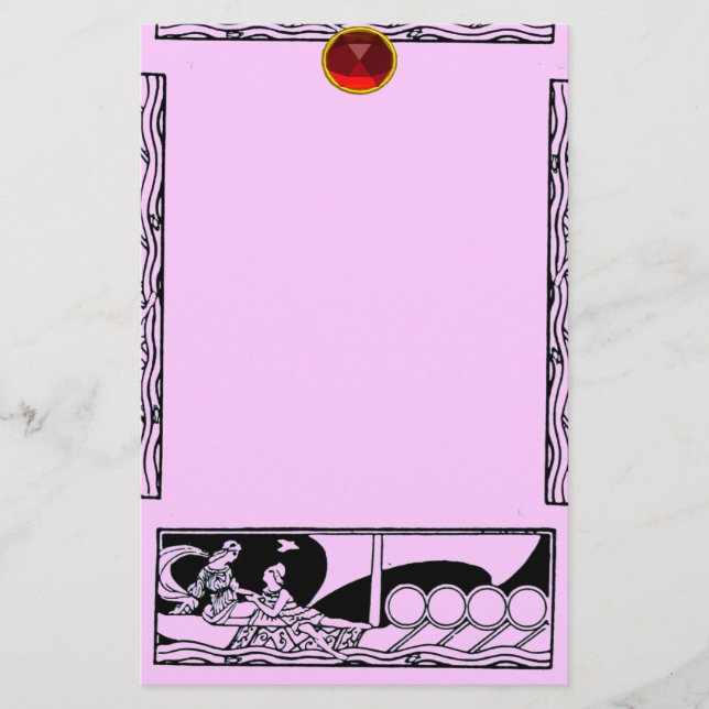 Papeterie NAVIRE ANTIQUE, AMATEURS Rouge Ruby Gem Noir Rose  (Devant)