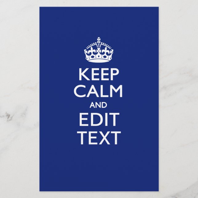 Papeterie Navy Blue Restez Calme Et Ayez Votre Texte (Devant)