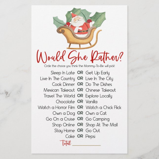 Papeterie Noël Elle Plairait Baby shower Jeu (Devant)