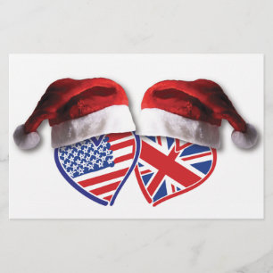 Papeterie Noël Royaume-Uni USA Chauffages patriotiques