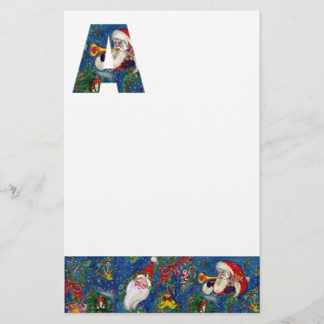 PAPETERIE NOËL UNE LETTRE / SANTA CLAUS BUGLER MONOGRAM (Devant)