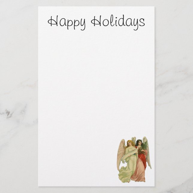 Papeterie Noël vintage, ange victorien antique découpé (Devant)