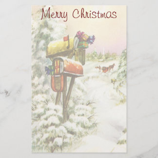 Papeterie Noël Vintage, boîtes aux lettres dans le paysage h