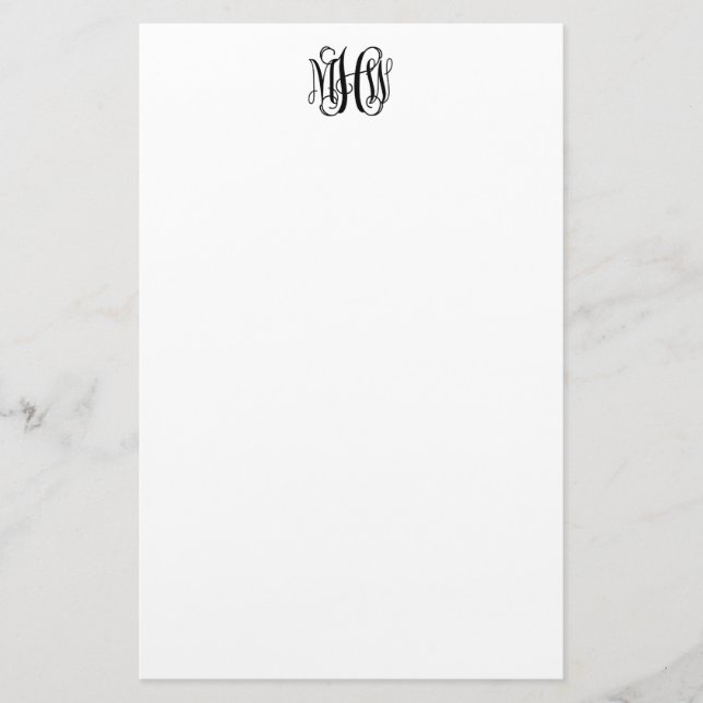 Papeterie Noir 3 Monogramme initial de vigne de script DIY B (Devant)