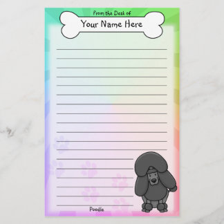 Papeterie noire de caniche de Kawaii