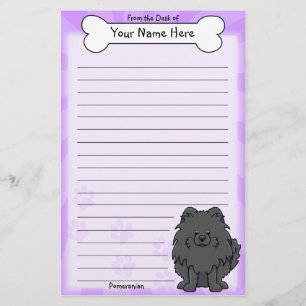 Papeterie noire de Kawaii Pomeranian