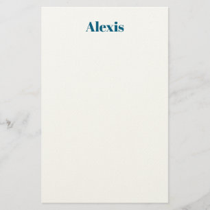 Papeterie Nom Calligraphie Script Simple Blanc Bleu