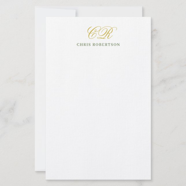 Papeterie Nom de monogramme de calligraphie couleur or noir  (Devant)