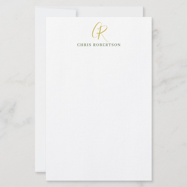 Papeterie Nom de monogramme de calligraphie couleur or noir  (Devant)