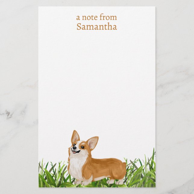 Papeterie Nom du monogramme du chien de Corgi de Pembroke (Devant)