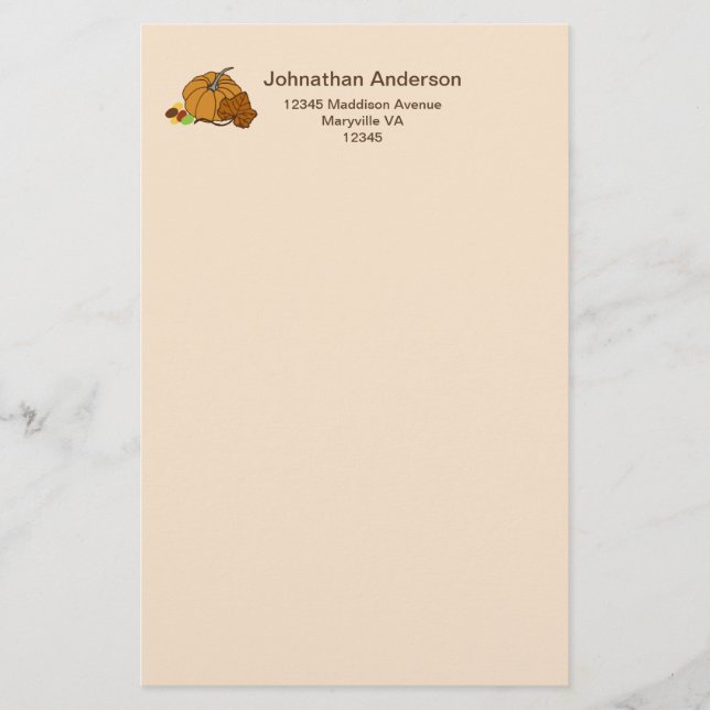 Papeterie Nom et adresse du bonbon feuille citrouille (Devant)