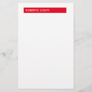 Papeterie Nom minimaliste moderne unique rouge blanc