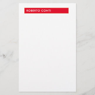 Papeterie Nom minimaliste moderne unique rouge blanc