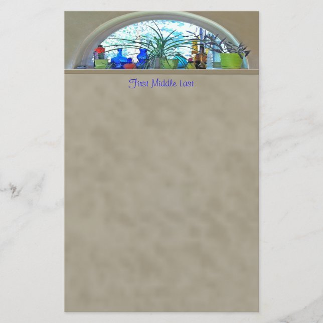 Papeterie Nom personnalisé Bouteilles en verre Plante Fenêtr (Devant)