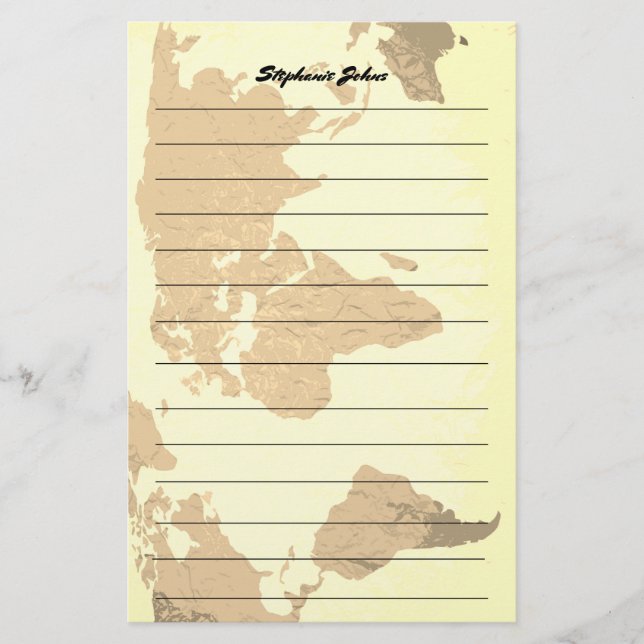 Papeterie Nom personnalisé Monogramme Linked World Map Image (Devant)