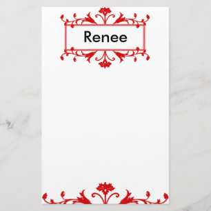 Papeterie Nom rouge ou monogramme personnalisable