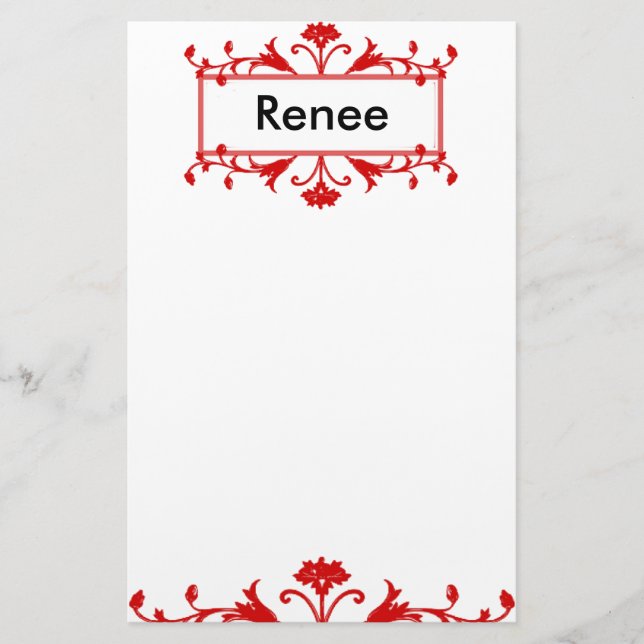 Papeterie Nom rouge ou monogramme personnalisable (Devant)