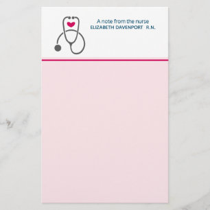 Papeterie Note de l'infirmière Stethoscope et Coeur