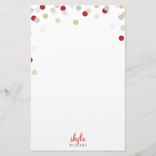 Papeterie NOTE PERSONNELLE mignon confetti rouge or argent