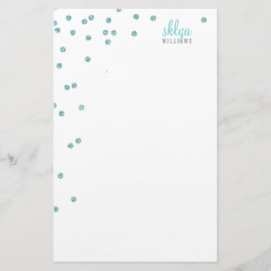 Papeterie NOTE PERSONNELLE pois confetti bleu parties scinti