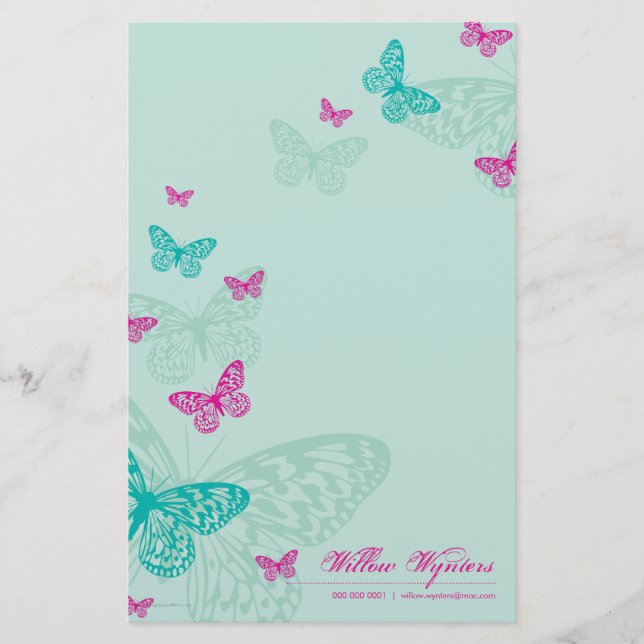 Papeterie NOTEPAPER PERSONNALISÉ :: papillons 5P (Devant)