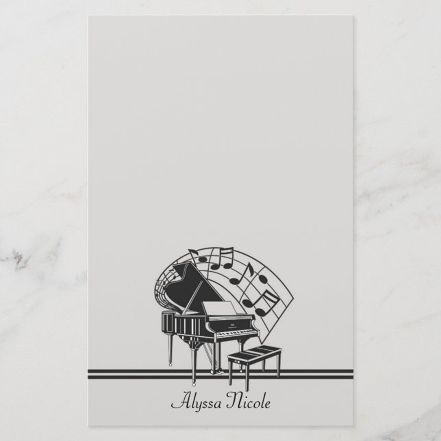 Papeterie Notes de musique de piano personnalisées (Devant)