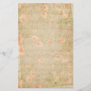 Papeterie Notes Florales Musicales Fleurs Peach Beige