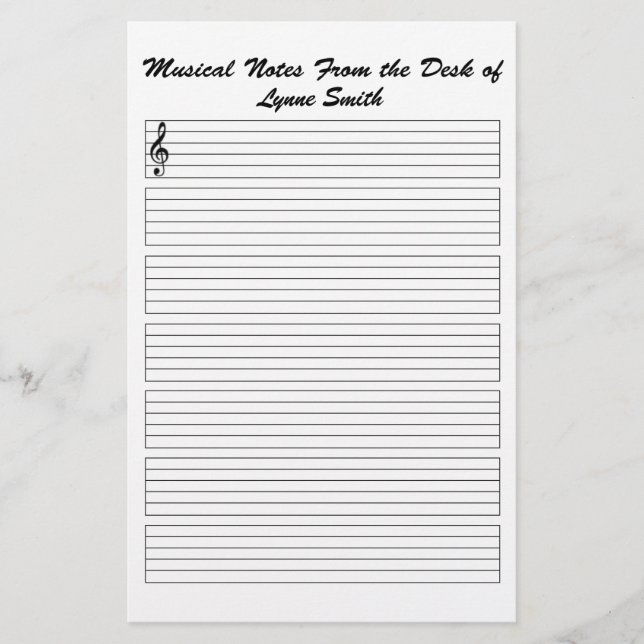 Papeterie Notes musicales personnalisées (Devant)