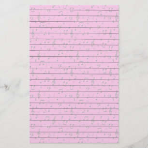 Papeterie Notes musicales sur le rose