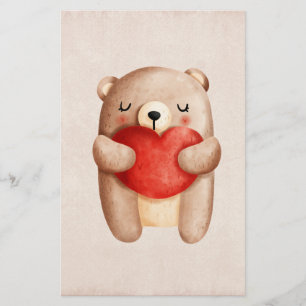 Papeterie Nounours en peluche mignon portant un cœur rouge