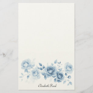 Papeterie Nuances de Roses Bleues Dessin Floral Vintage