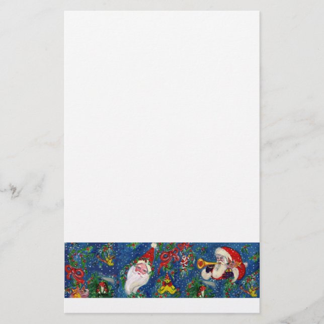 Papeterie NUIT DE NOËL MUSICALE, PÈRE NOËL AVEC JOUETS Bleu  (Devant)