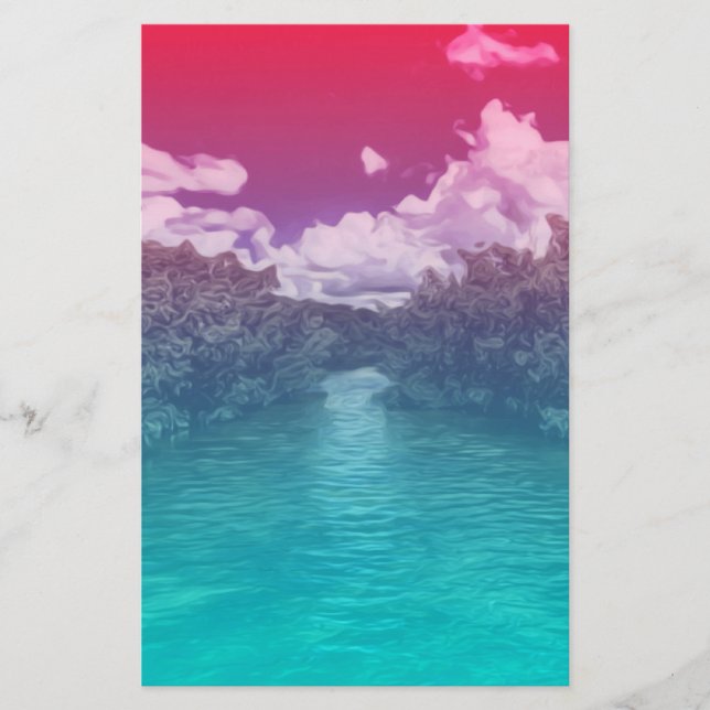 Papeterie Océan bleu rose Trippy de clé d'amants d'éloge (Devant)