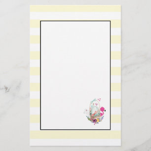 Papeterie Oeuf mignon, Flamant rose rose et lapin, Aquarelle