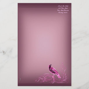 Papeterie Oiseau sur un rouleau (rose)