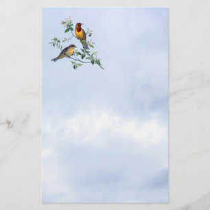 Papeterie Oiseaux sur les branches de l'arbre à fleurs, en-t