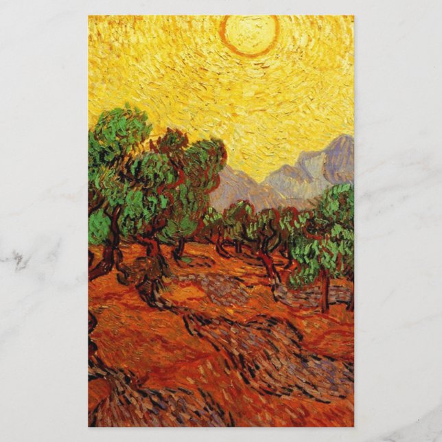 Papeterie Olive Trees with Yellow Sky and Sun (Devant)