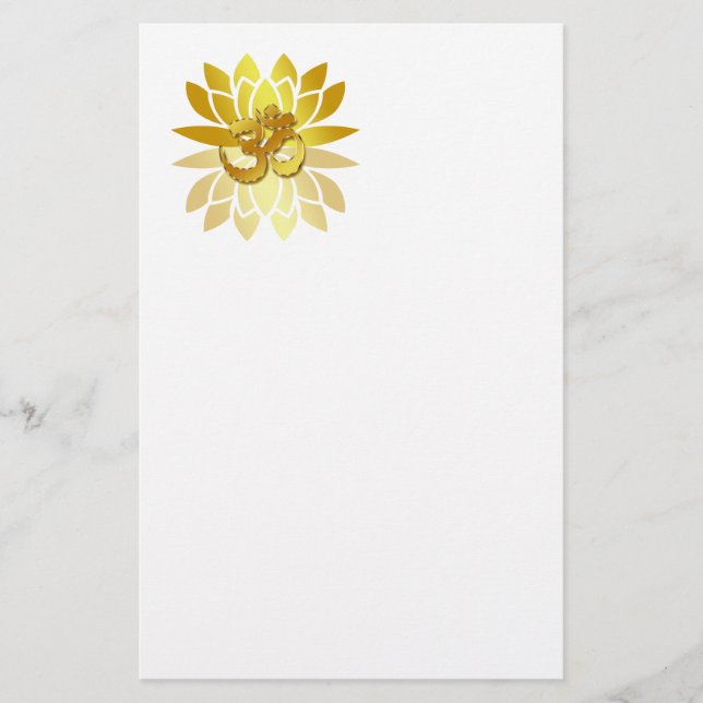 Papeterie OM Omkara et Lotus Flower de couleur or (Devant)