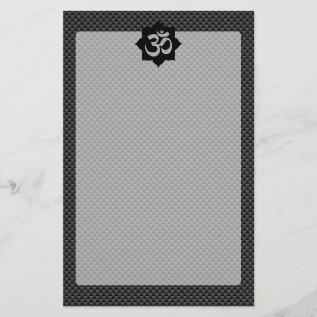 Papeterie OM Symbole Lotus Spiritualité en fibre de carbone (Devant)