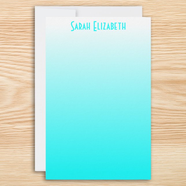 Papeterie ombrée blanc Aqua (Aqua White Ombre Stationery)
