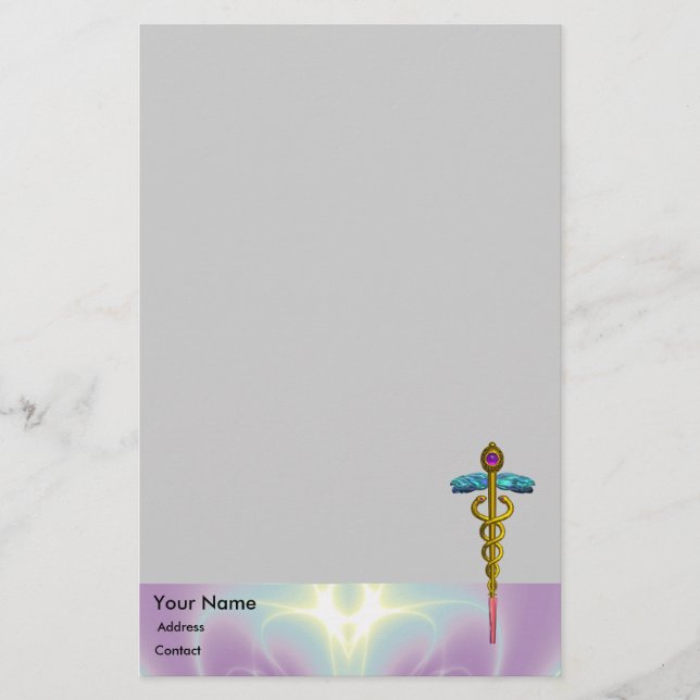 Papeterie OR CADUCEUS Médicale rose bleu (Devant)