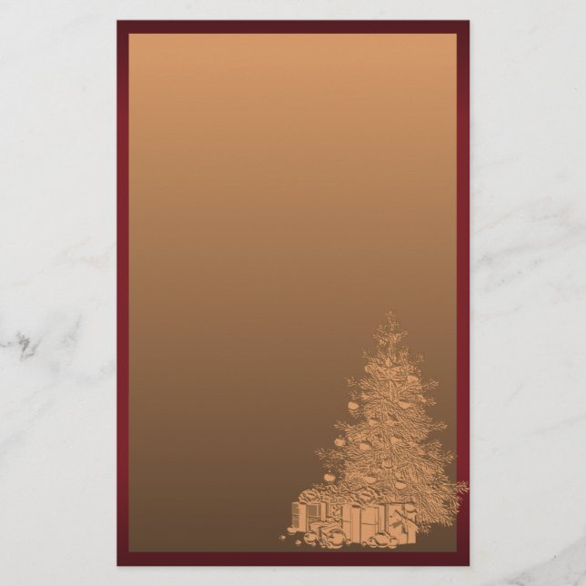Papeterie Or et arbre de Noël rouge (Devant)