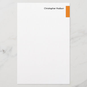Papeterie Orange Blanc Simple Professionnel Créatif
