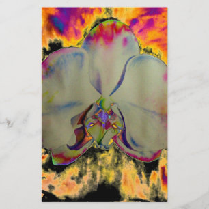 Papeterie Orchidée de feu, abstraite aquarelle vive florale