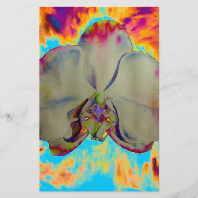 Papeterie Orchidée de feu, abstraite peinture florale tropic (Devant)