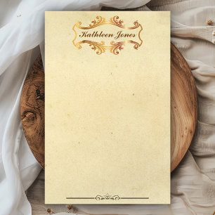 Papeterie Orné Or vintage Nom personnalisé Papier vintag