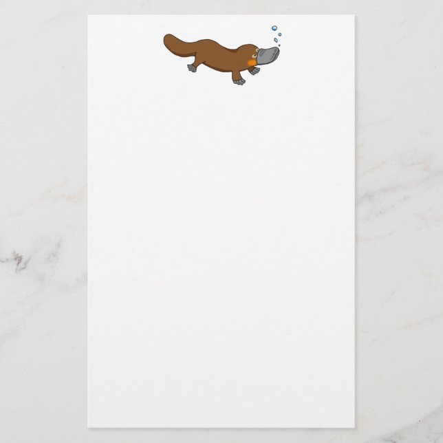 Papeterie Ornithorynque canard-affiché par natation mignonne (Devant)