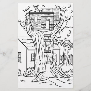 Papeterie Page de coloriage de la cabane en noir et blanc